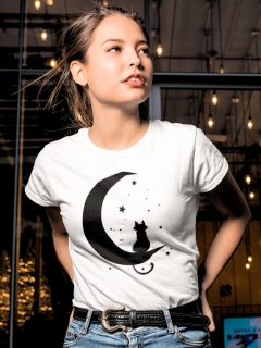 TRICOU HALF MOON CAT ALB