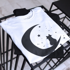 TRICOU HALF MOON CAT ALB DETALIU 2