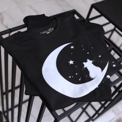 TRICOU HALF MOON CAT NEGRU DETALIU