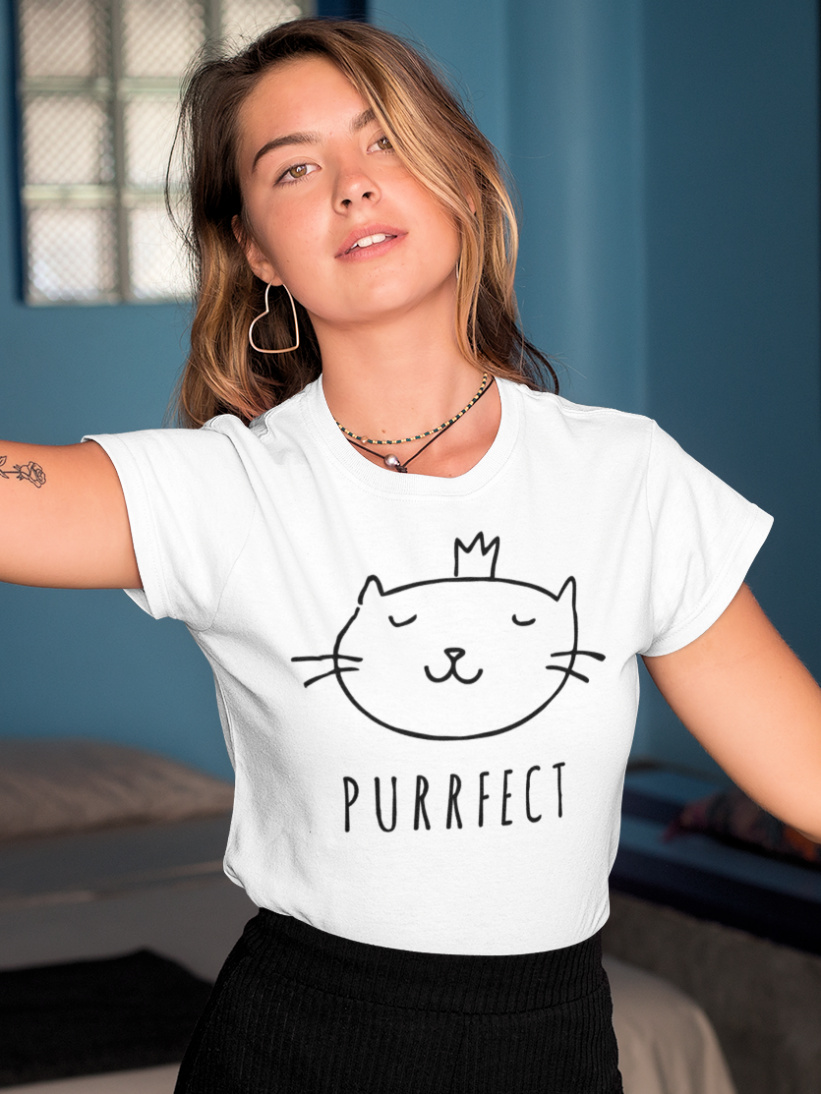 Tricou Purrfect Princess Cat Alb
