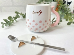 CANA CU PISICI CU BULINE ROZ DETALIU