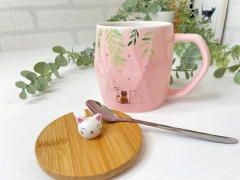 CANA CU PISICI ROZ CAPAC BAMBUS DETALIU