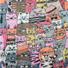 ESARFA CU PISICI COLORATA ORANGE DETALIU