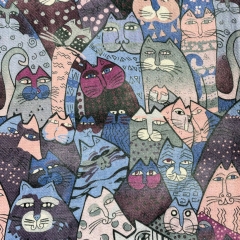 ESARFA CU PISICI GROASA ALBASTRA DETALIU