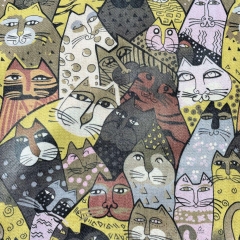 ESARFA CU PISICI GROASA OLIV DETALIU 1