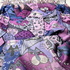 ESARFA CU PISICI GROASA ROZ DETALIU 2