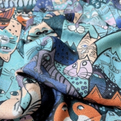 ESARFA CU PISICI GROASA VERDE DETALIU 2