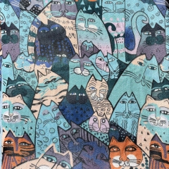 ESARFA CU PISICI GROASA VERDE DETALIU