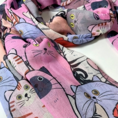 ESARFA CU PISICI LAVANDER PASSION DETALIU 1