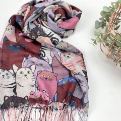 ESARFA CU PISICI SWEET RASPBERRY 2