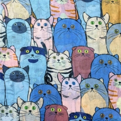 ESARFA SUBTIRE CU PISICI BLUE DREAM DETALIU