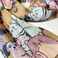 ESARFA SUBTIRE CU PISICI CAPPUCCINO LOVE DETALIU 1