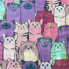 ESARFA SUBTIRE CU PISICI PURPLE CRAZE DETALIU