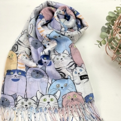 ESARFA CU PISICI WINTER BLUE 2