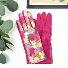 MANUSI FUCSIA CU PISICI COLORATE