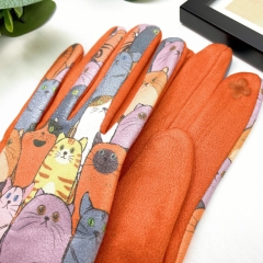 MANUSI ORANGE CU PISICI COLORATE 2