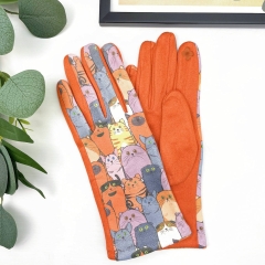 MANUSI ORANGE CU PISICI COLORATE