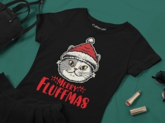 TRICOU CRACIUN PISICI MERRY FLUFFMAS 2