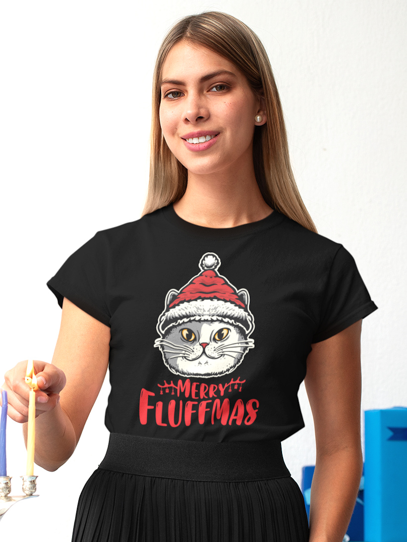 Tricou Crăciun Pisică Merry Fluffmas