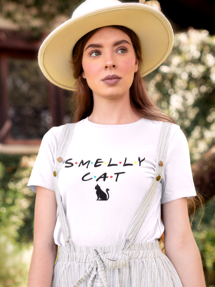 Tricou Alb Pisică Friends Smelly Cat