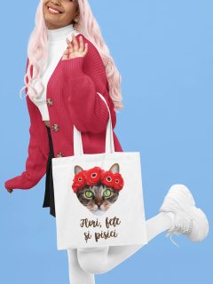 SACOSA FLORI FETE SI PISICI DETALIU