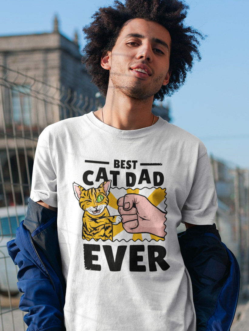 Tricou Alb Best Cat Dad Ever