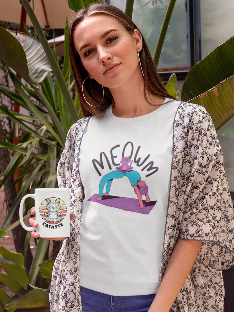 Tricou Pisică Yoga Meowm