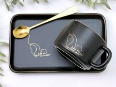 CEASCA CU FARFURIE NEAGRA PISICA MEOW