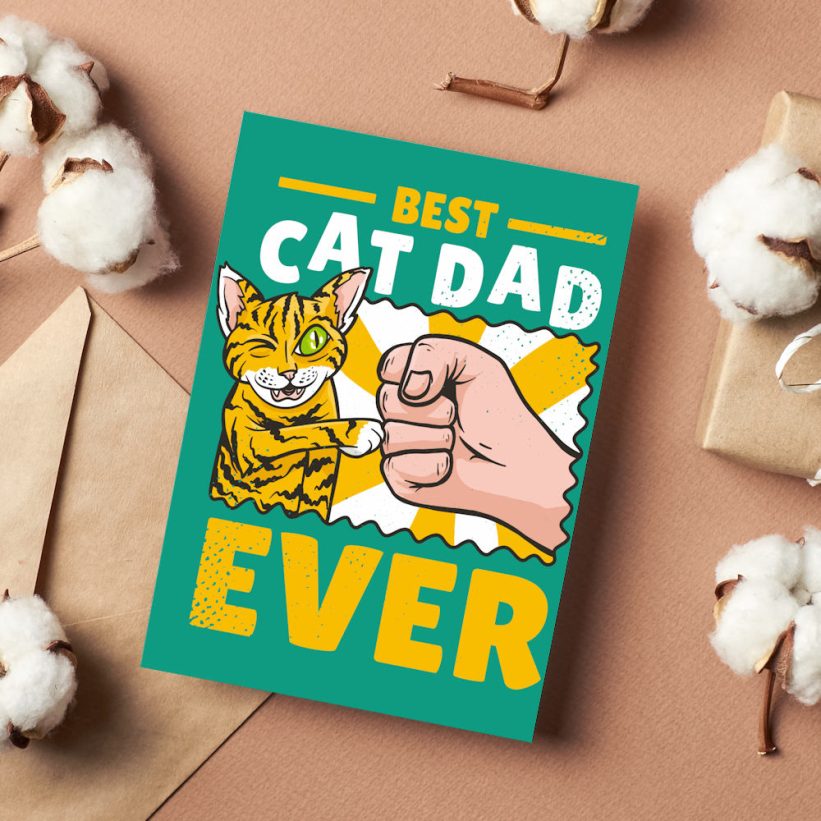 Felicitare cu Pisici Best Cat Dad Ever