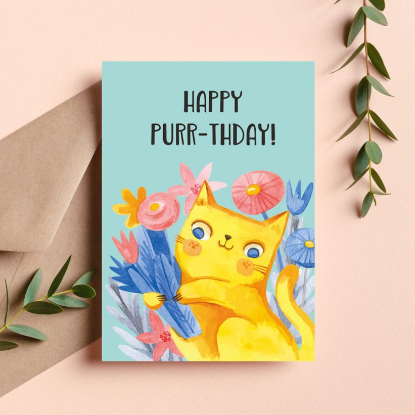 Felicitare cu Pisici Happy Purr-thday