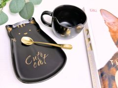 CEASCA PISICA CU FARFURIE NEAGRA LUNA