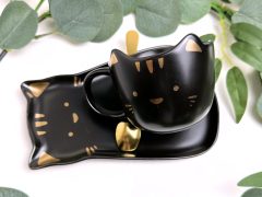 CEASCA PISICA CU FARFURIE NEAGRA LUNA