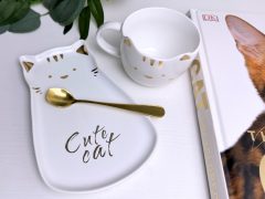 CEASCA PISICA CU FARFURIE ROZ SONYA