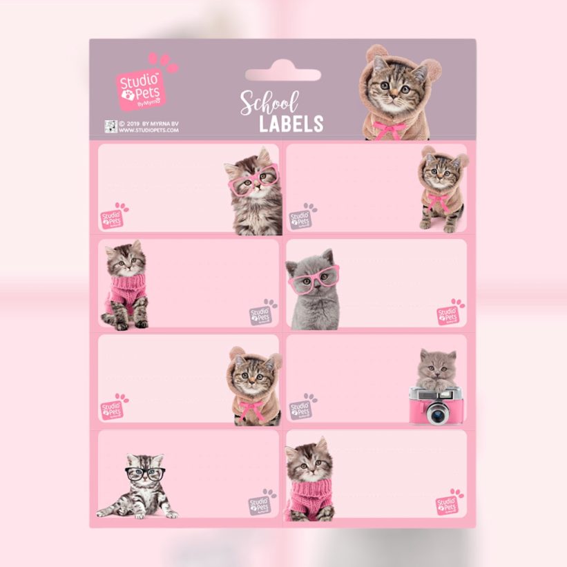 Etichete Adezive Roz cu Pisici Studio Pets