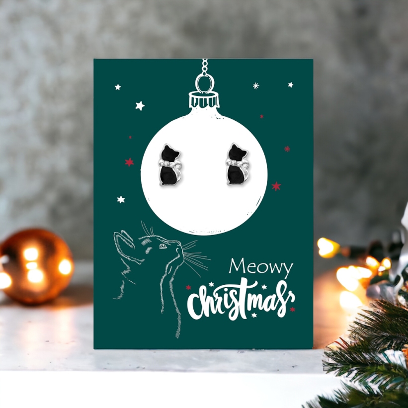 Cercei Pisică Black Bow Xmas