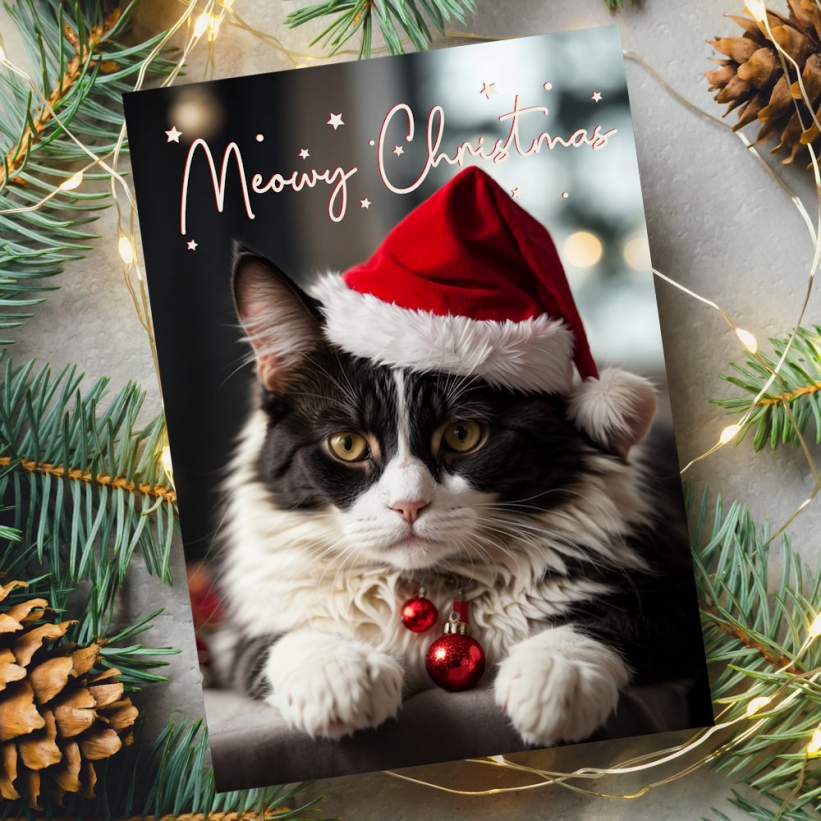 Felicitare Crăciun Pisici Meowy Christmas