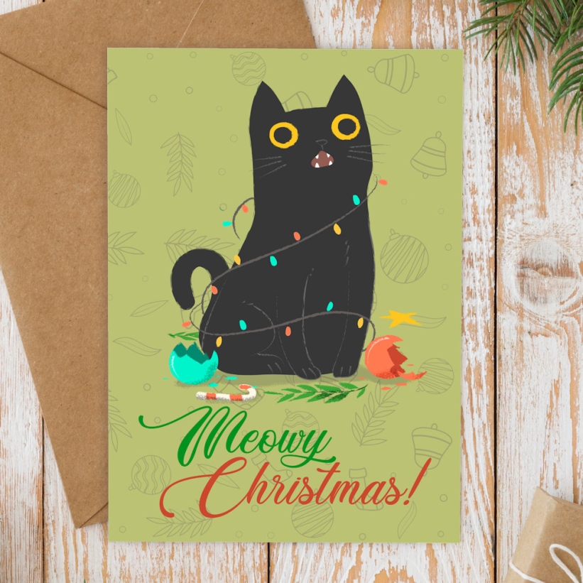 Felicitare cu Pisici Meowy Christmas