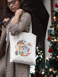 SACOSA CU PISICI DE CRACIUN SARBATORI FERICITE