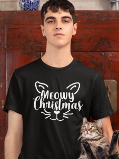 TRICOU BARBATI MEOWY CHRISTMAS NEGRU