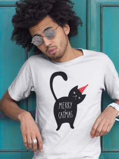 TRICOU BARBATI MERRY CATMAS WHITE