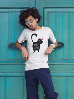TRICOU BARBATI MERRY CATMAS WHITE