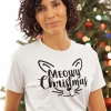 TRICOU DAMA MEOWY CHRISTMAS ALB