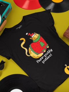 TRICOU DAMA PURRFECTLY FESTIVE